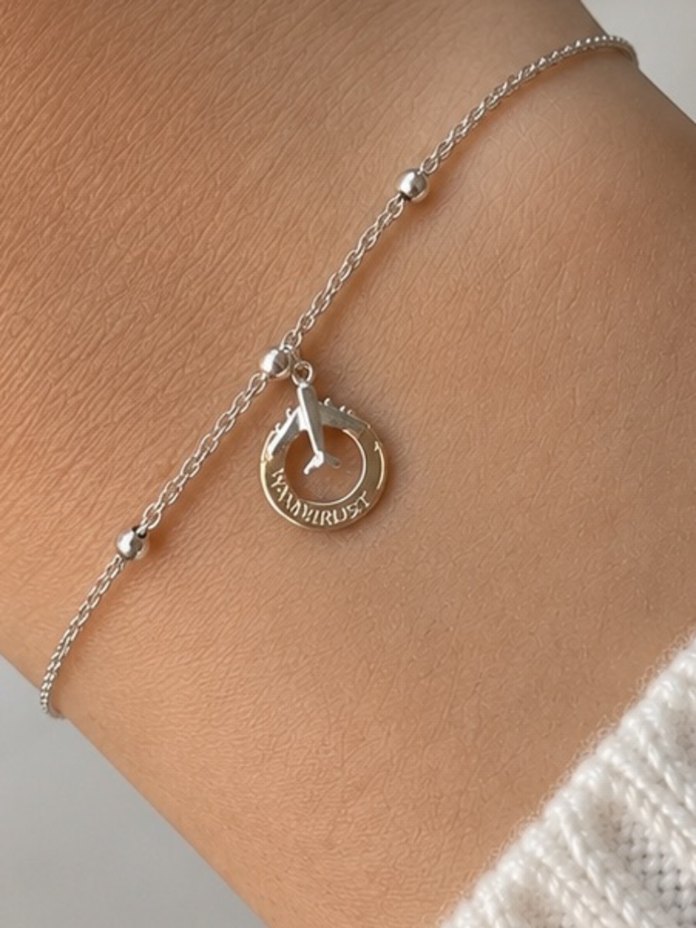 Real 14K Gold Wanderlust Airplane Charm for Bracelet (Bracelet Not Included)